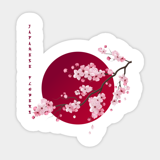 Japanese flowers Japanese Flowers Sticker TeePublic
